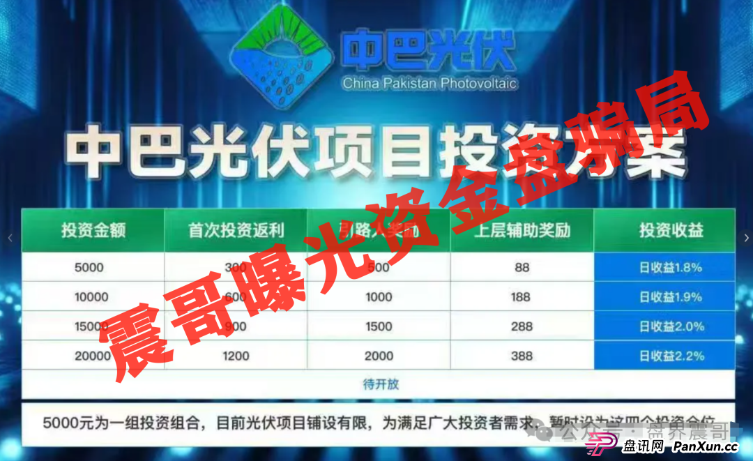 中巴光伏资金盘暴雷前夜！震哥扒皮：高收益全是坑！