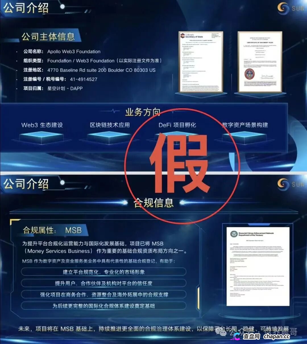 星空计划资金盘法律扒皮下：Apollo Web3 Foundation是几十块代办的空壳，12级传销黑塔触犯刑责上限T+0崩盘中！