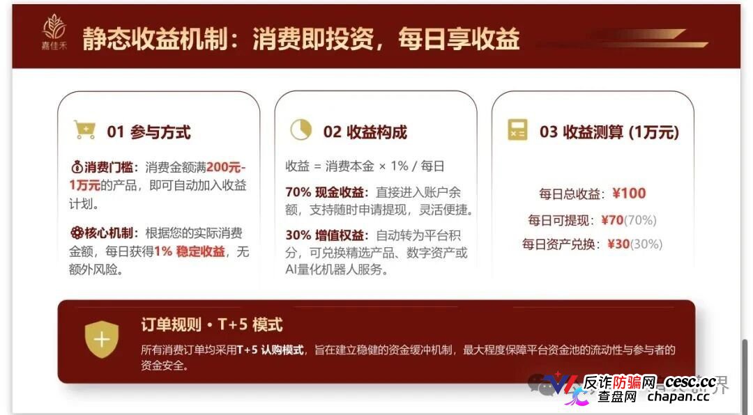 紧急预警｜嘉佳禾：碰瓷云南茶交所的庞氏资金盘，日息1%+六级传销正在养韭菜